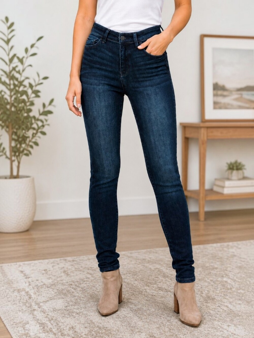 Judy Blue 7/28 Dark Wash High Rise Skinny Jeans JB82132DK